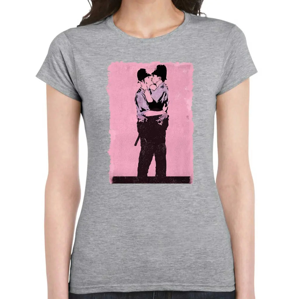 Kissing Police Ladies Banksy T-Shirt - Tshirtpark.com