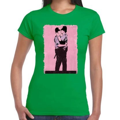 Kissing Police Ladies Banksy T-Shirt - Tshirtpark.com