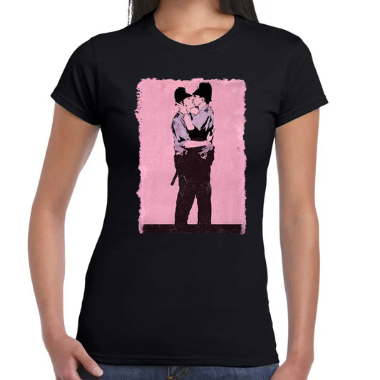 Kissing Police Ladies Banksy T-Shirt - Tshirtpark.com
