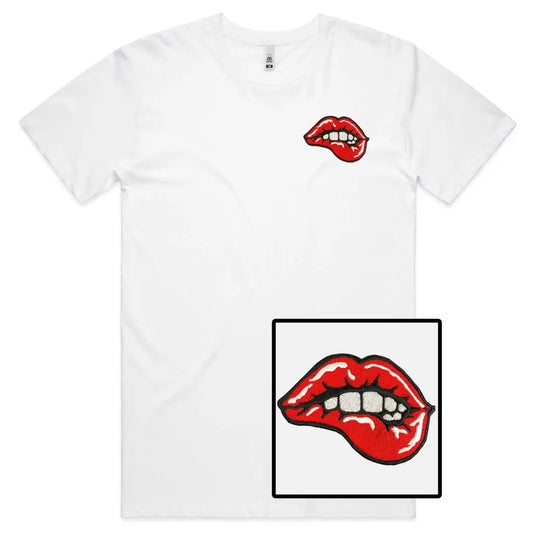 Lips Embroidered T-Shirt - Tshirtpark.com