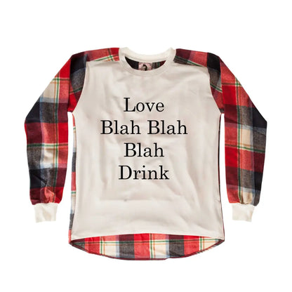 Love Bla Bla Chequered SweatShirt - Tshirtpark.com