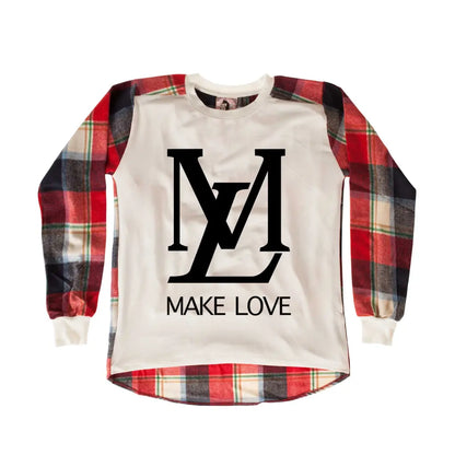 Make Love Chequered SweatShirt - Tshirtpark.com