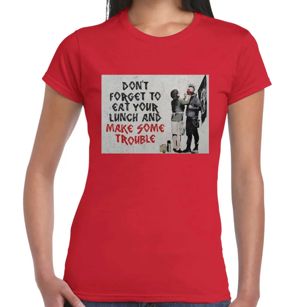 Make Some Trouble Ladies Banksy T-Shirt - Tshirtpark.com