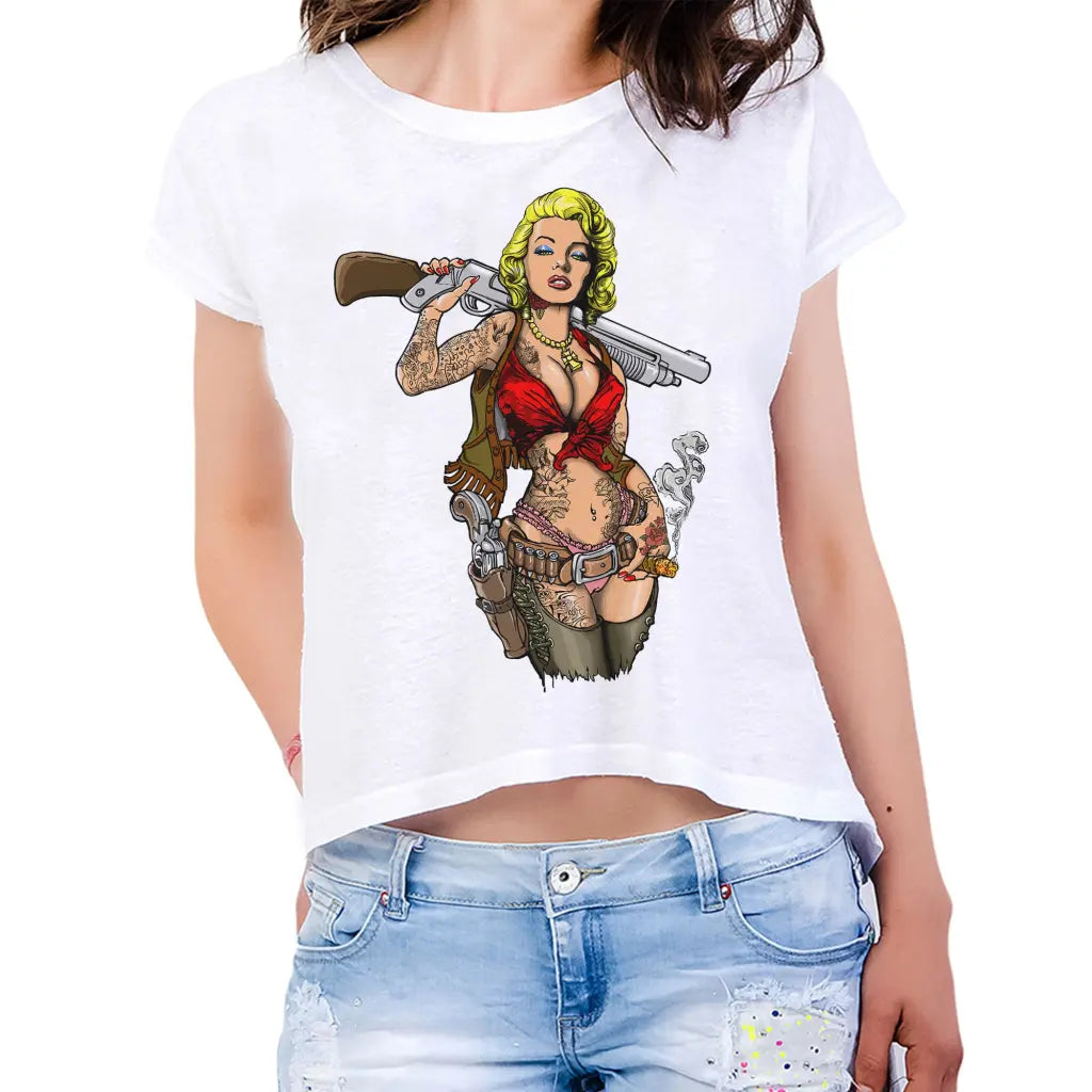 Marilyn Gun Womens Crop Tee - Tshirtpark.com