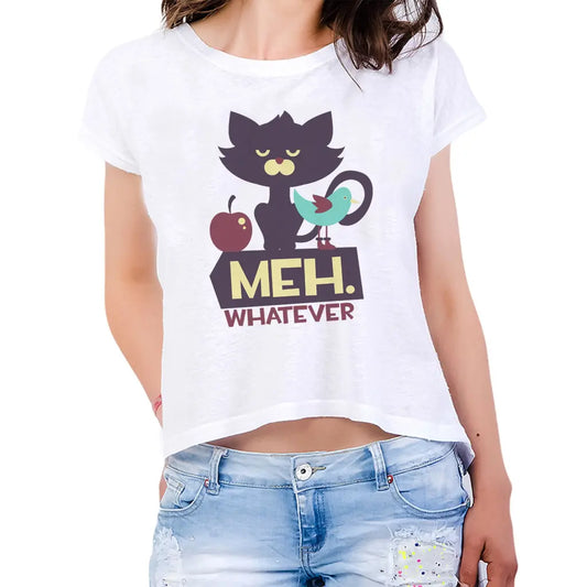 Meh What Ever Womens Crop Tee - Tshirtpark.com