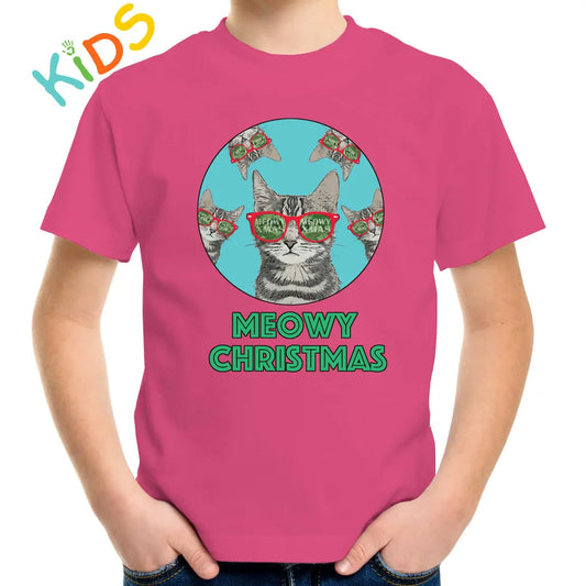 Merry Christmas Circle Cat Kids T-shirt - Tshirtpark.com