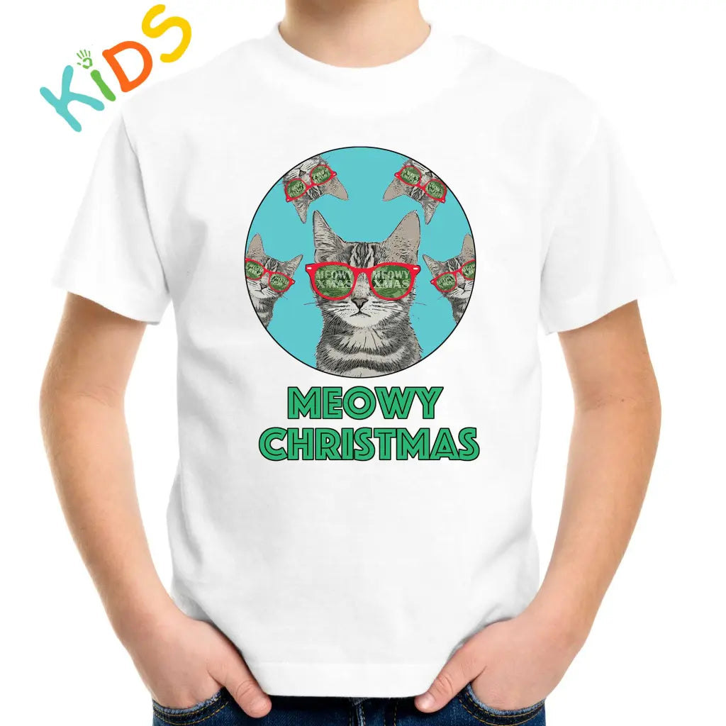 Merry Christmas Circle Cat Kids T-shirt - Tshirtpark.com