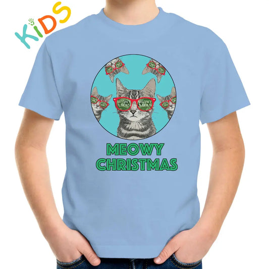 Merry Christmas Circle Cat Kids T-shirt - Tshirtpark.com