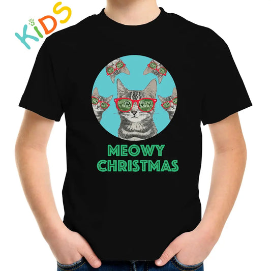 Merry Christmas Circle Cat Kids T-shirt - Tshirtpark.com