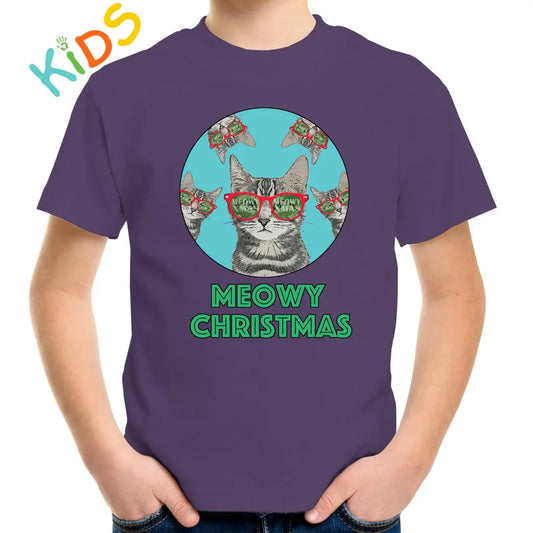 Merry Christmas Circle Cat Kids T-shirt - Tshirtpark.com