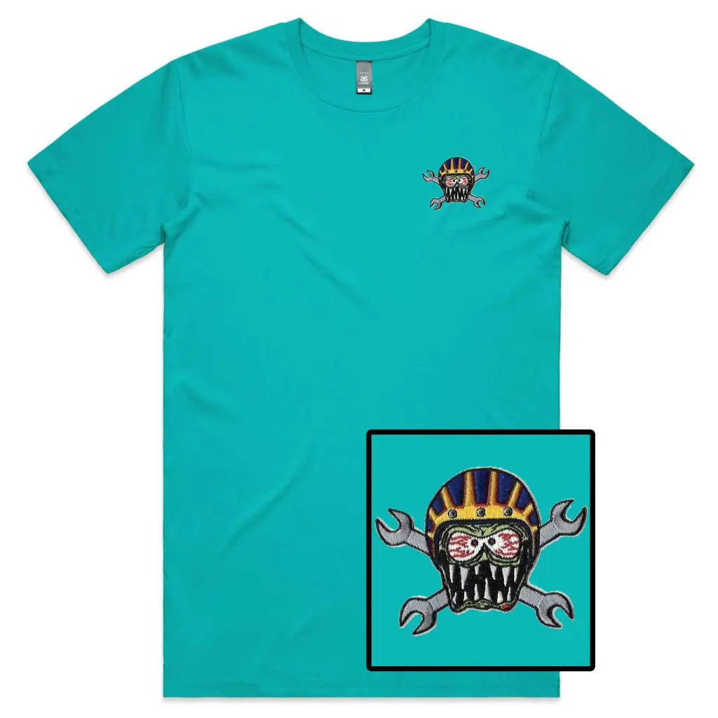 Monster Helmet Embroidered T-Shirt - Tshirtpark.com