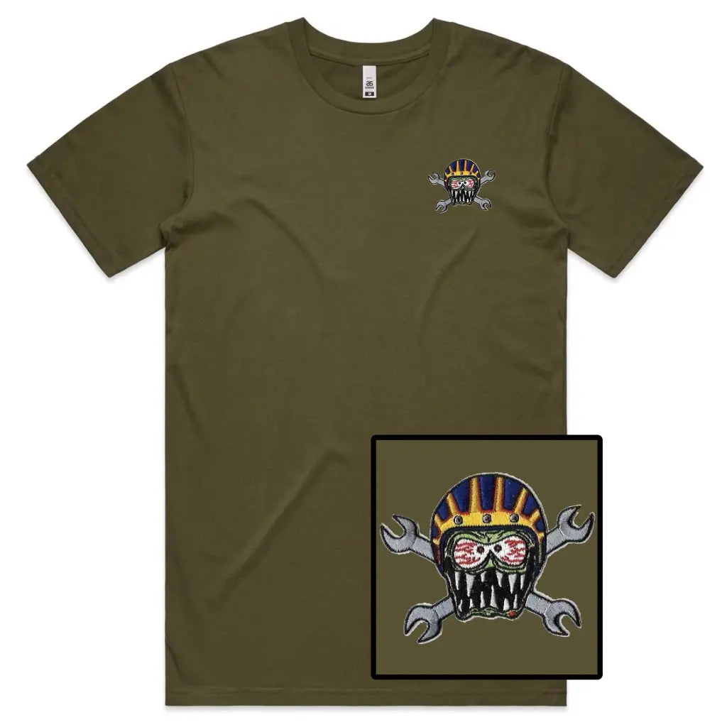 Monster Helmet Embroidered T-Shirt - Tshirtpark.com