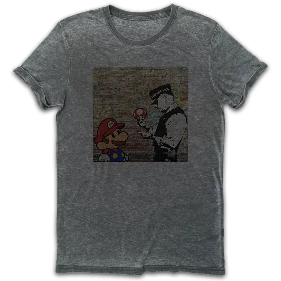 Mushroom Policeman Vintage Burn-Out T-shirt - Tshirtpark.com
