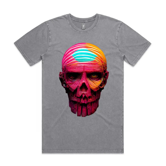 Neon Skull Stone Wash T-Shirt - Tshirtpark.com