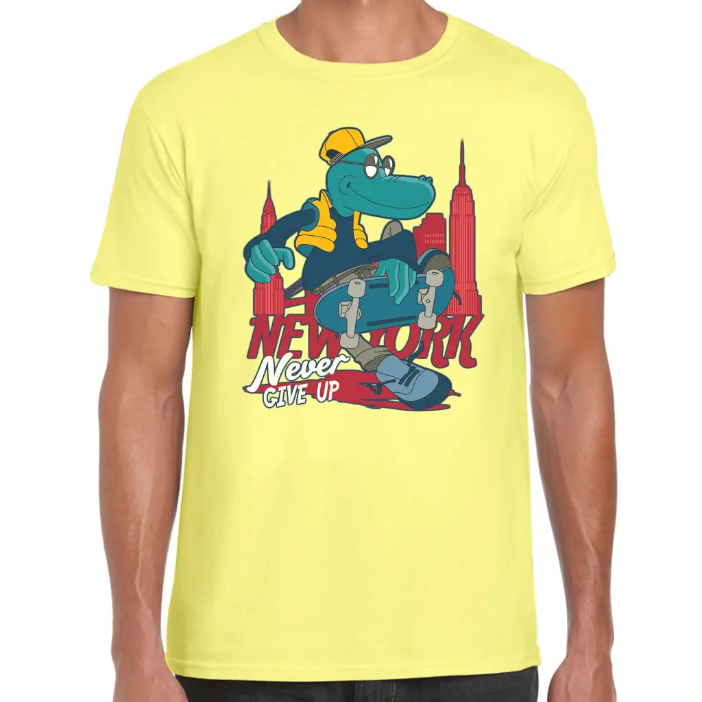 Never Give Up Skater Dino T-Shirt - Tshirtpark.com