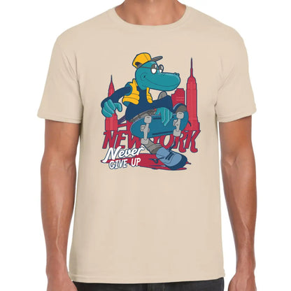 Never Give Up Skater Dino T-Shirt - Tshirtpark.com