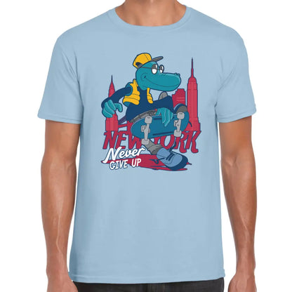 Never Give Up Skater Dino T-Shirt - Tshirtpark.com