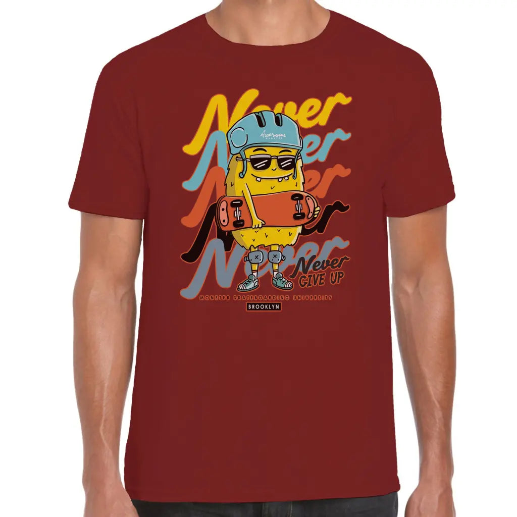 Never Give Up Skater Monster T-Shirt - Tshirtpark.com