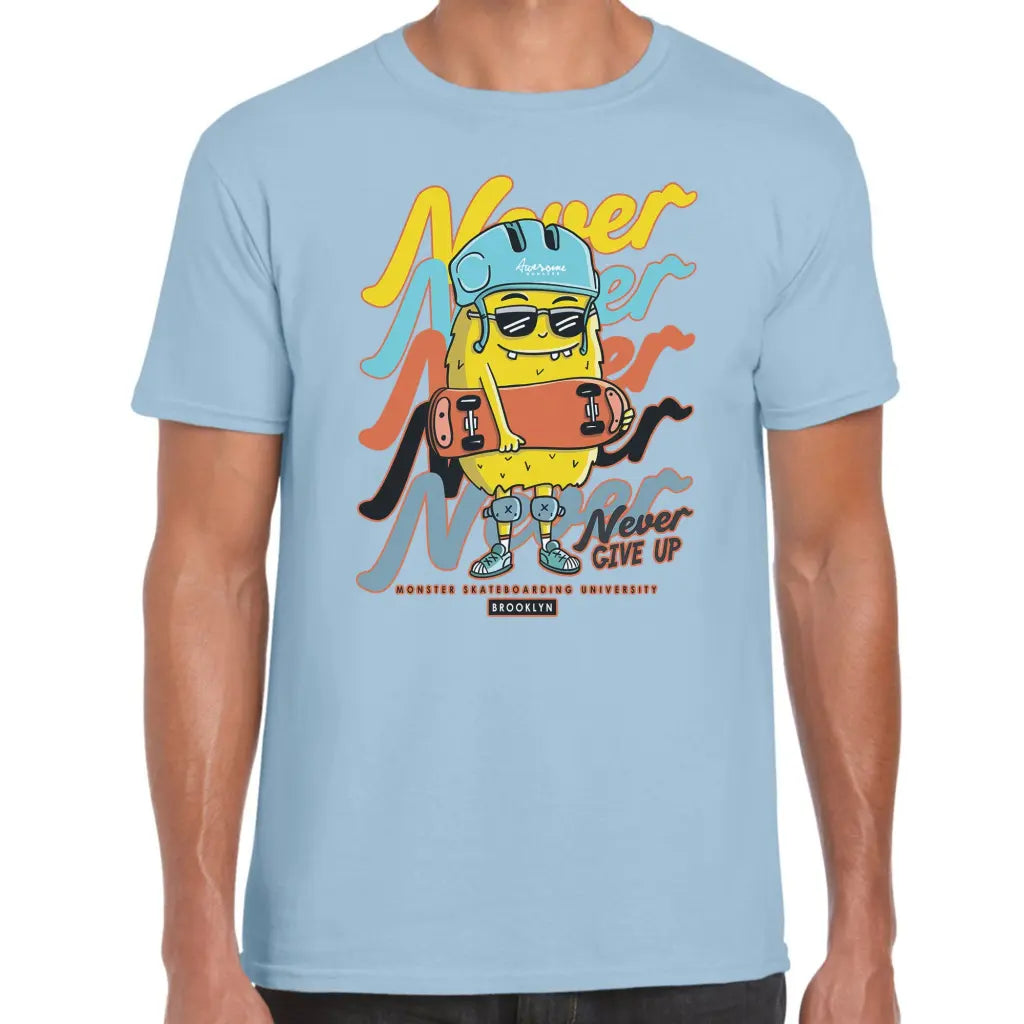 Never Give Up Skater Monster T-Shirt - Tshirtpark.com