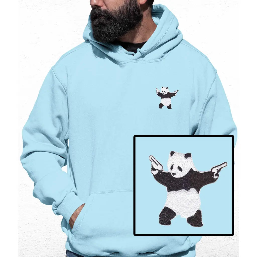 Panda Gun Embroidered Colour Hoodie - Tshirtpark.com