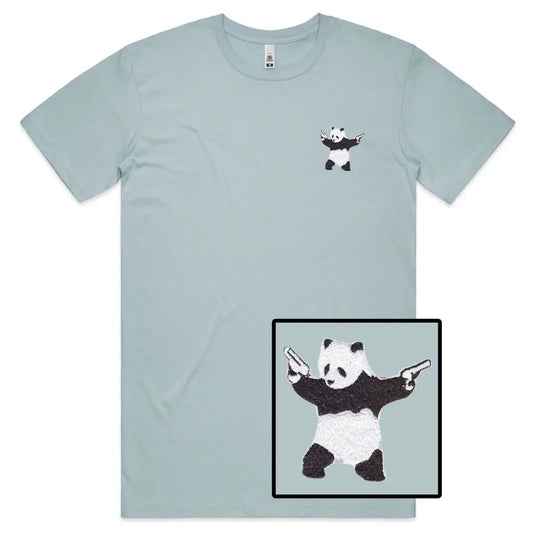 Panda Gun Embroidered T-Shirt - Tshirtpark.com