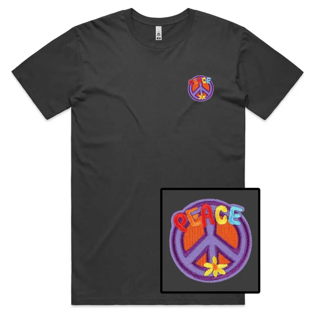 Peace Sign Embroidered T-Shirt - Tshirtpark.com