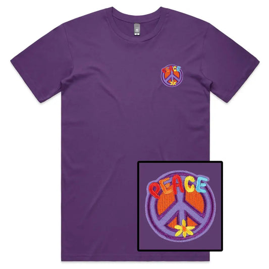 Peace Sign Embroidered T-Shirt - Tshirtpark.com