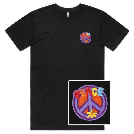 Peace Sign Embroidered T-Shirt - Tshirtpark.com