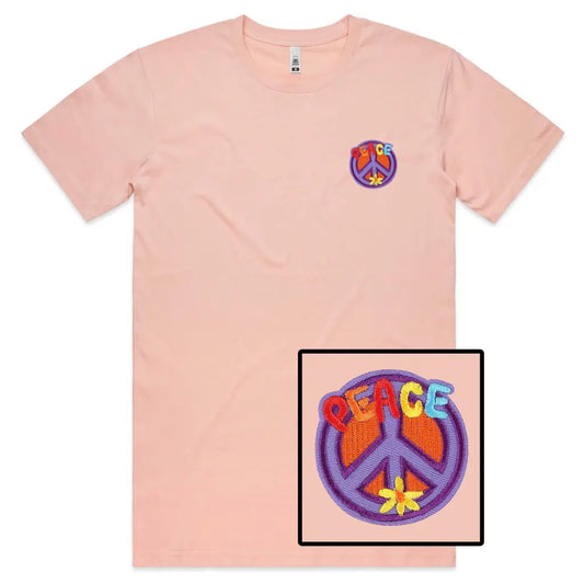 Peace Sign Embroidered T-Shirt - Tshirtpark.com