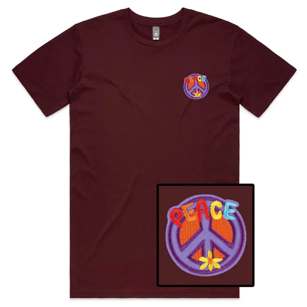 Peace Sign Embroidered T-Shirt - Tshirtpark.com