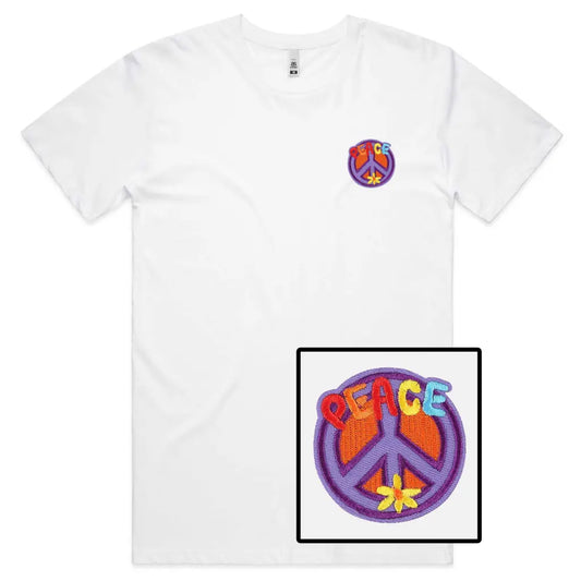 Peace Sign Embroidered T-Shirt - Tshirtpark.com