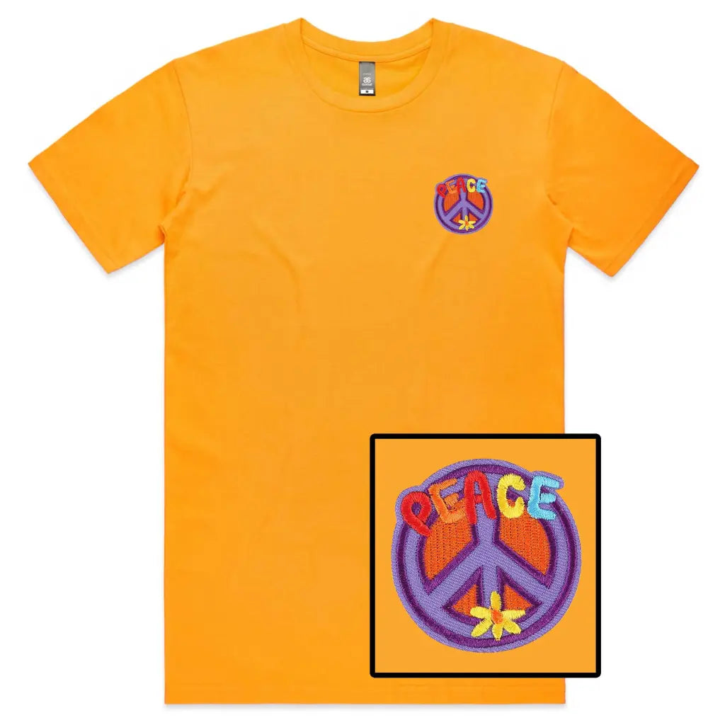 Peace Sign Embroidered T-Shirt - Tshirtpark.com