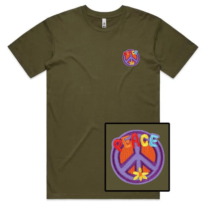 Peace Sign Embroidered T-Shirt - Tshirtpark.com