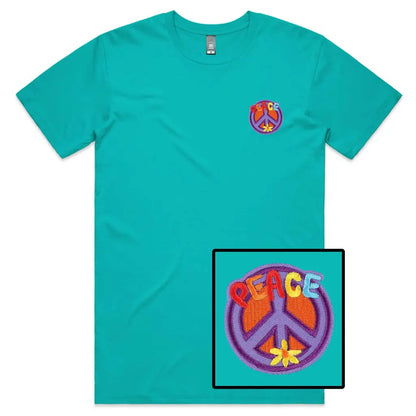 Peace Sign Embroidered T-Shirt - Tshirtpark.com