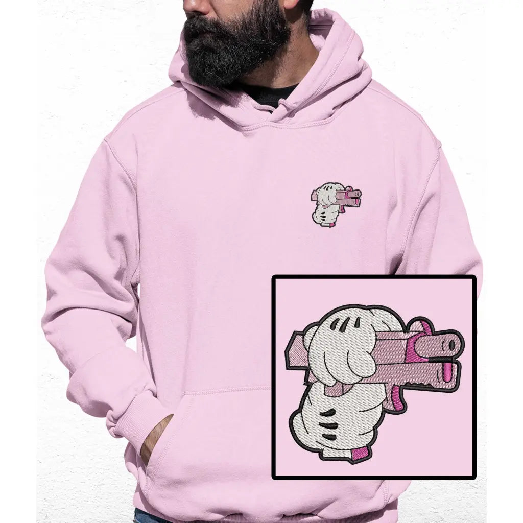 Pink Gun Embroidered Colour Hoodie - Tshirtpark.com