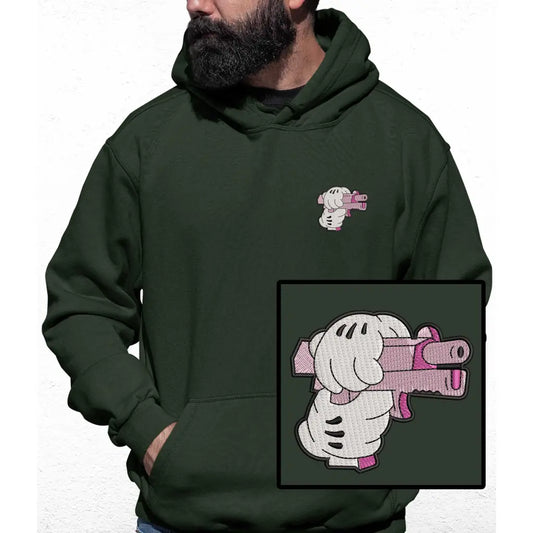 Pink Gun Embroidered Colour Hoodie - Tshirtpark.com