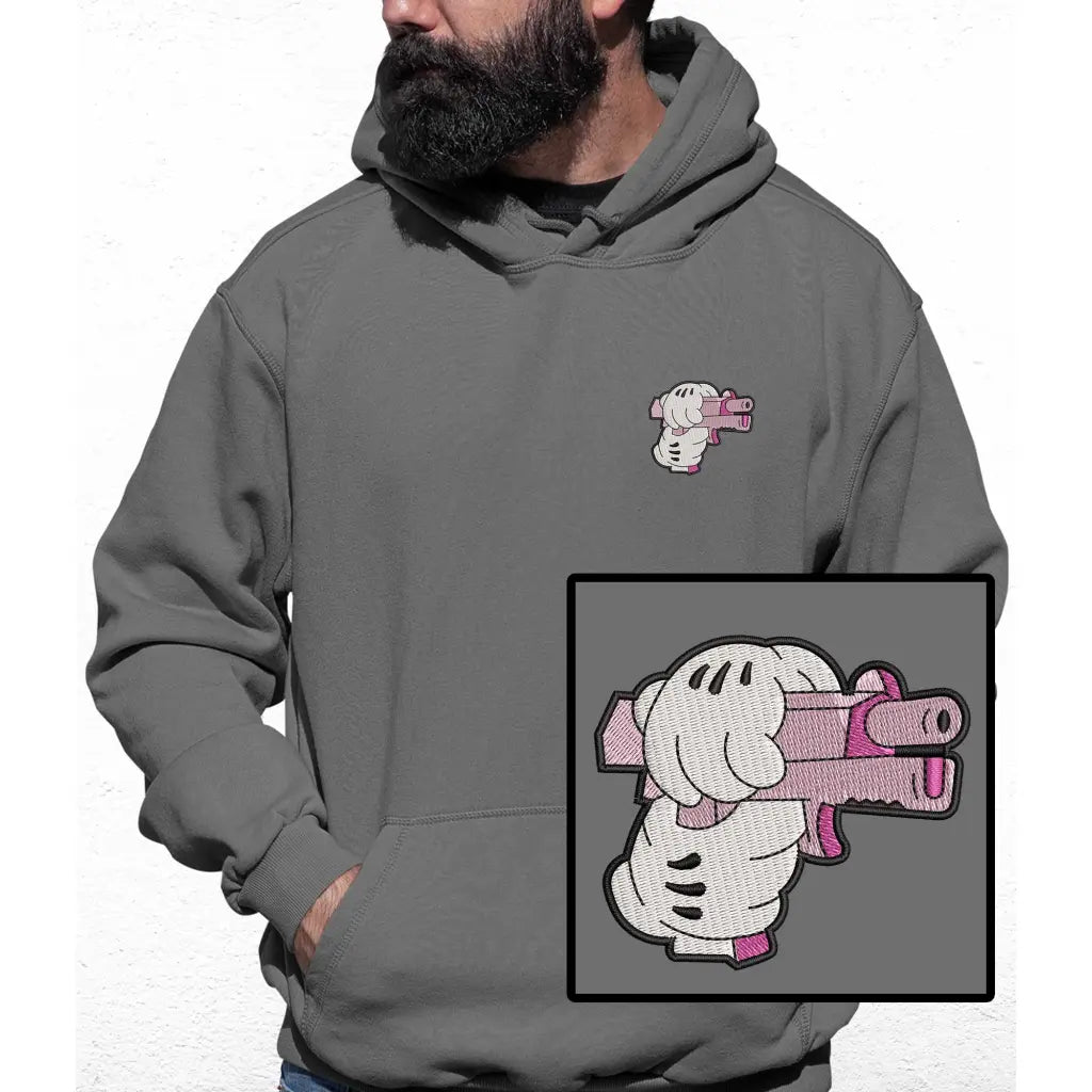 Pink Gun Embroidered Colour Hoodie - Tshirtpark.com