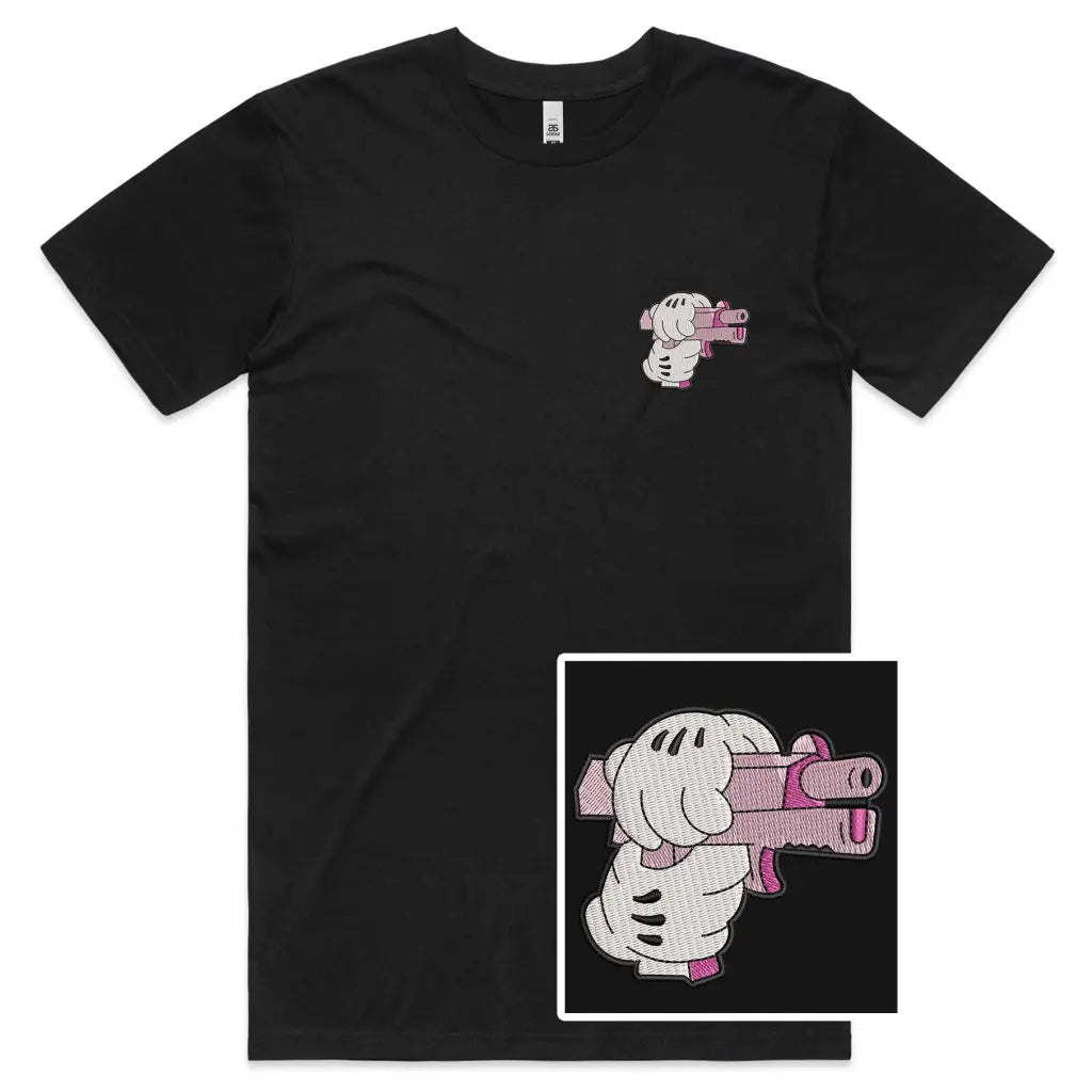 Pink Gun Embroidered T-Shirt - Tshirtpark.com
