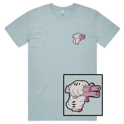 Pink Gun Embroidered T-Shirt - Tshirtpark.com