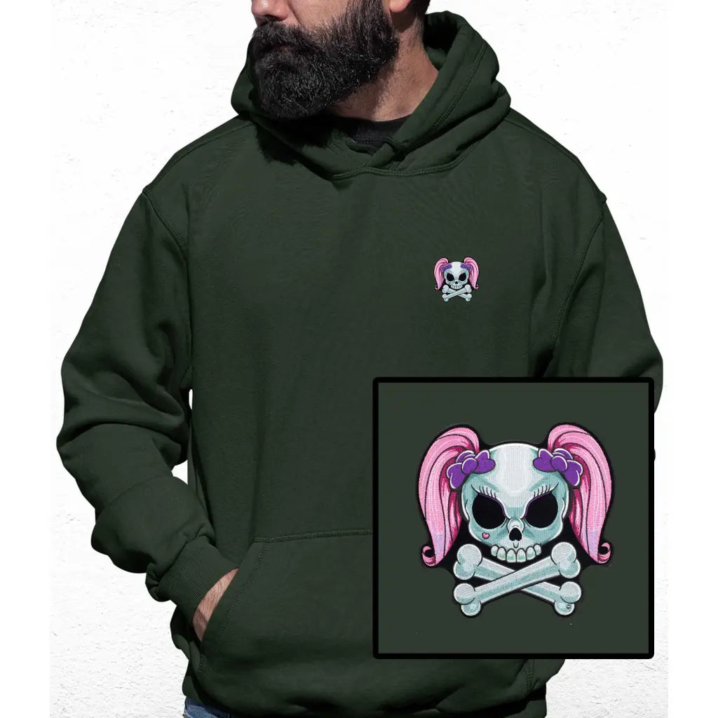 Pink Skull Embroidered Colour Hoodie - Tshirtpark.com