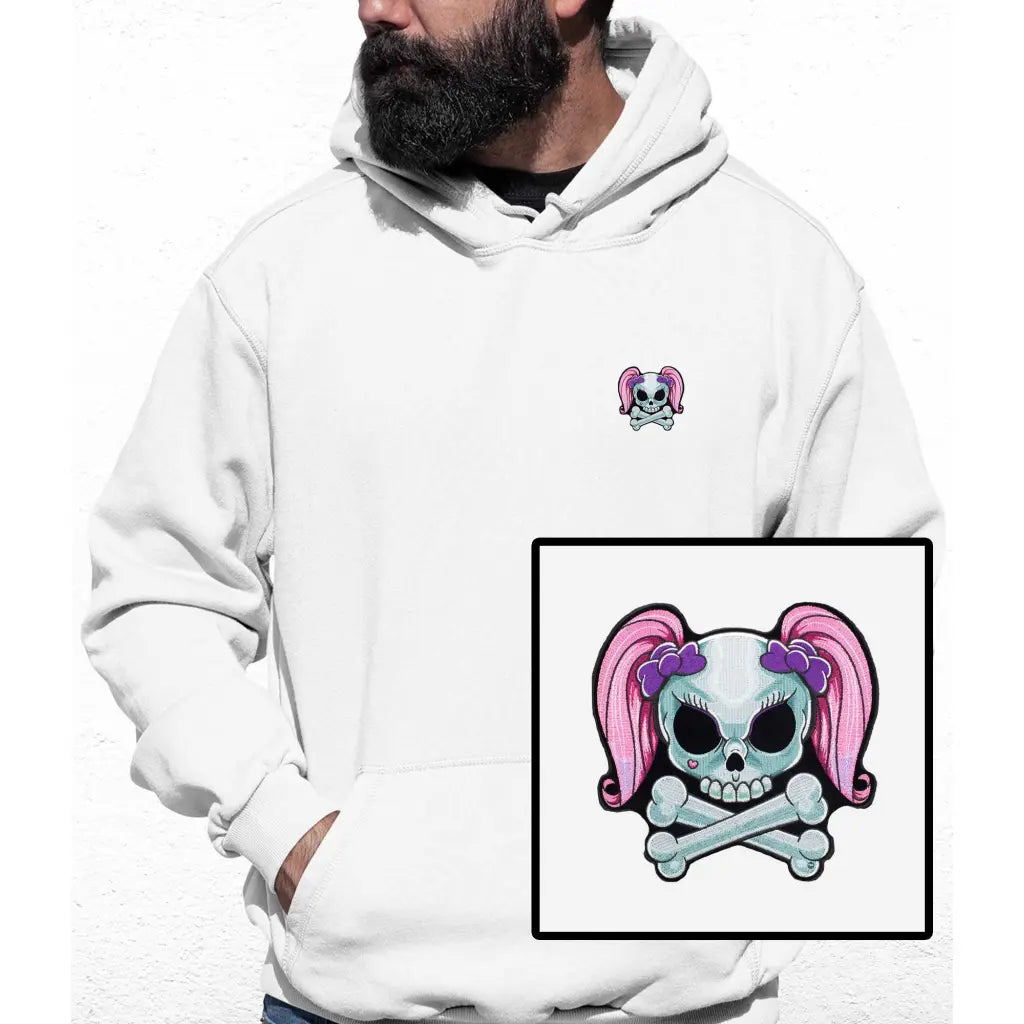 Pink Skull Embroidered Colour Hoodie - Tshirtpark.com