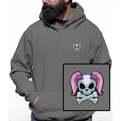 Pink Skull Embroidered Colour Hoodie - Tshirtpark.com