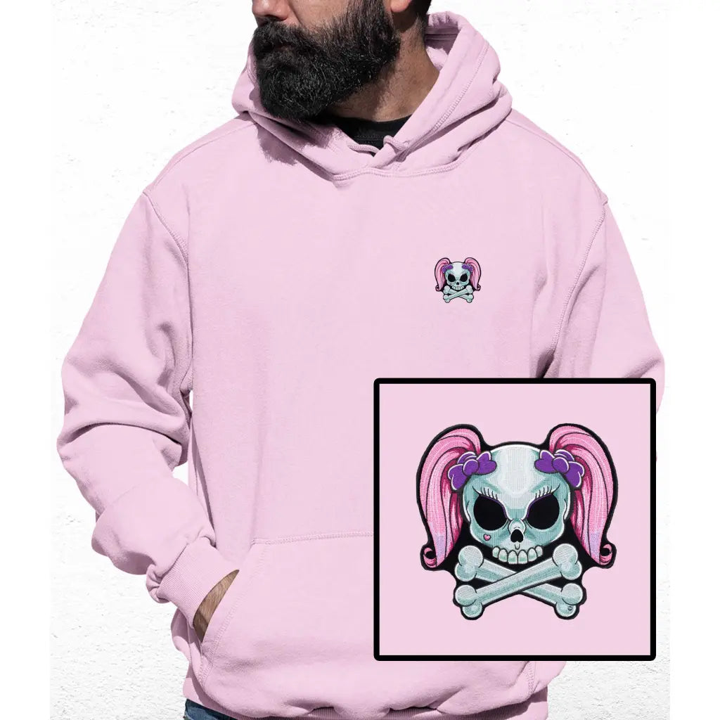 Pink Skull Embroidered Colour Hoodie - Tshirtpark.com