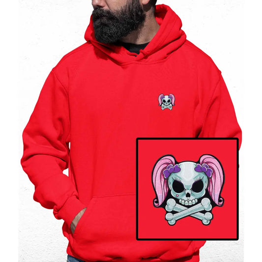 Pink Skull Embroidered Colour Hoodie - Tshirtpark.com