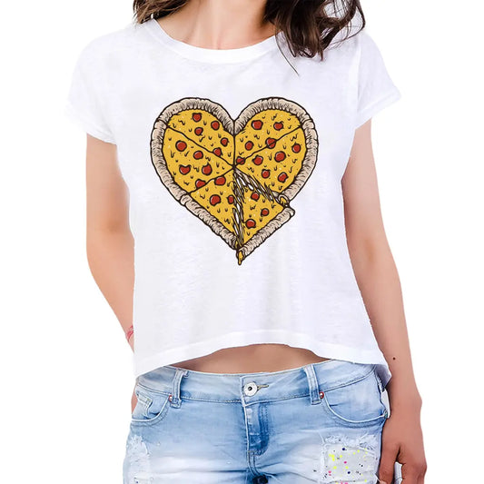 Pizza Heart Womens Crop Tee - Tshirtpark.com