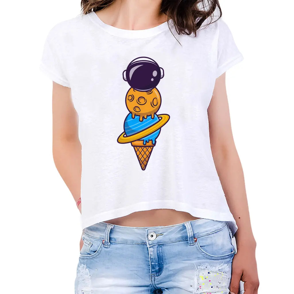 Planet Ice Cream Womens Crop Tee - Tshirtpark.com