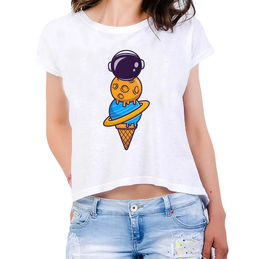 Planet Ice Cream Womens Crop Tee - Tshirtpark.com