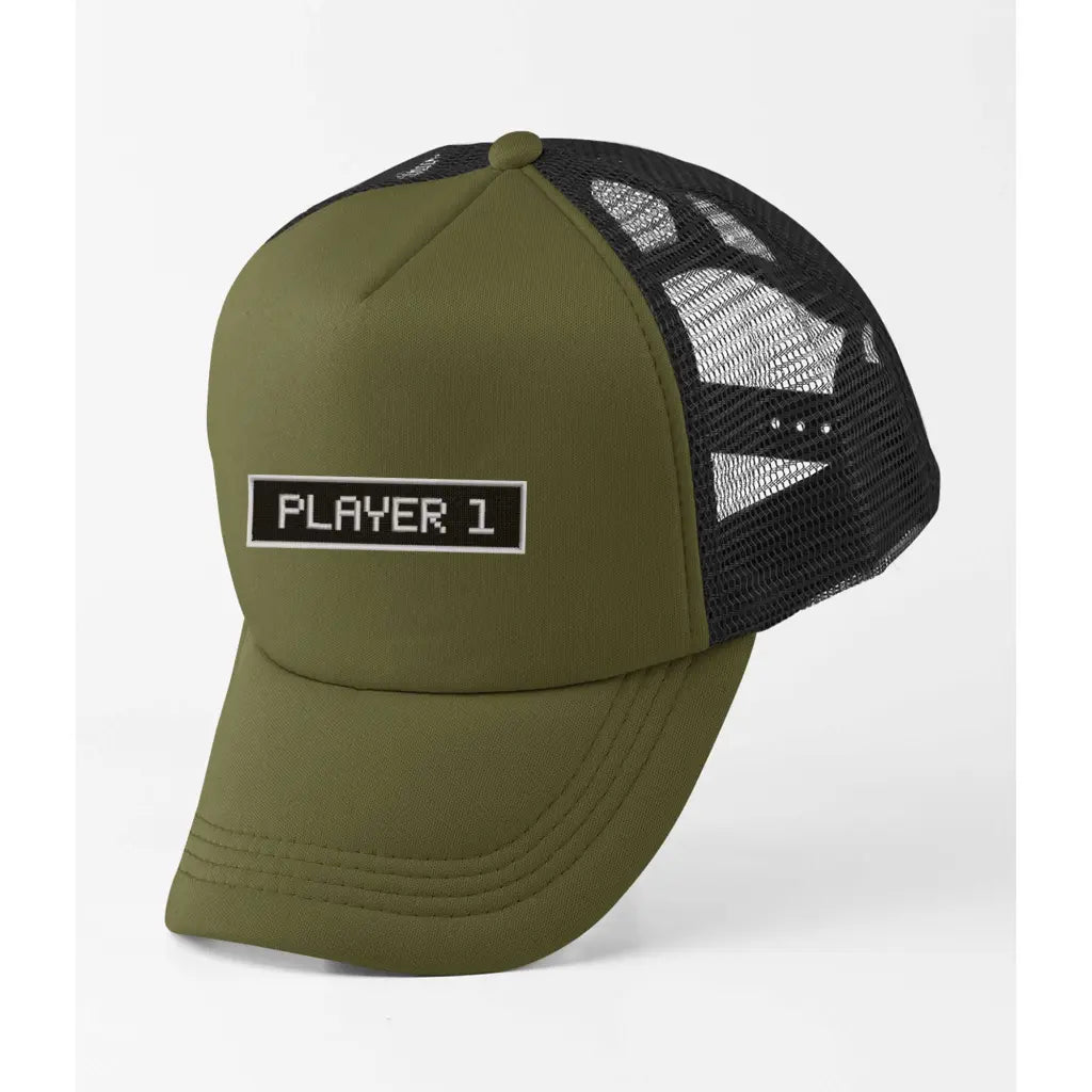 Player 1 Slogan Trucker Cap - Tshirtpark.com