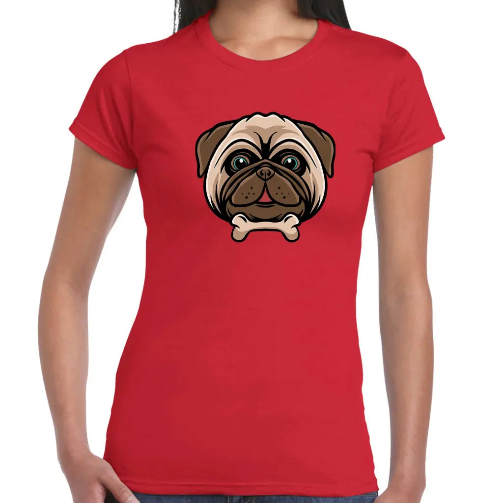 Pug Bone Bow Tie Ladies T-shirt - Tshirtpark.com