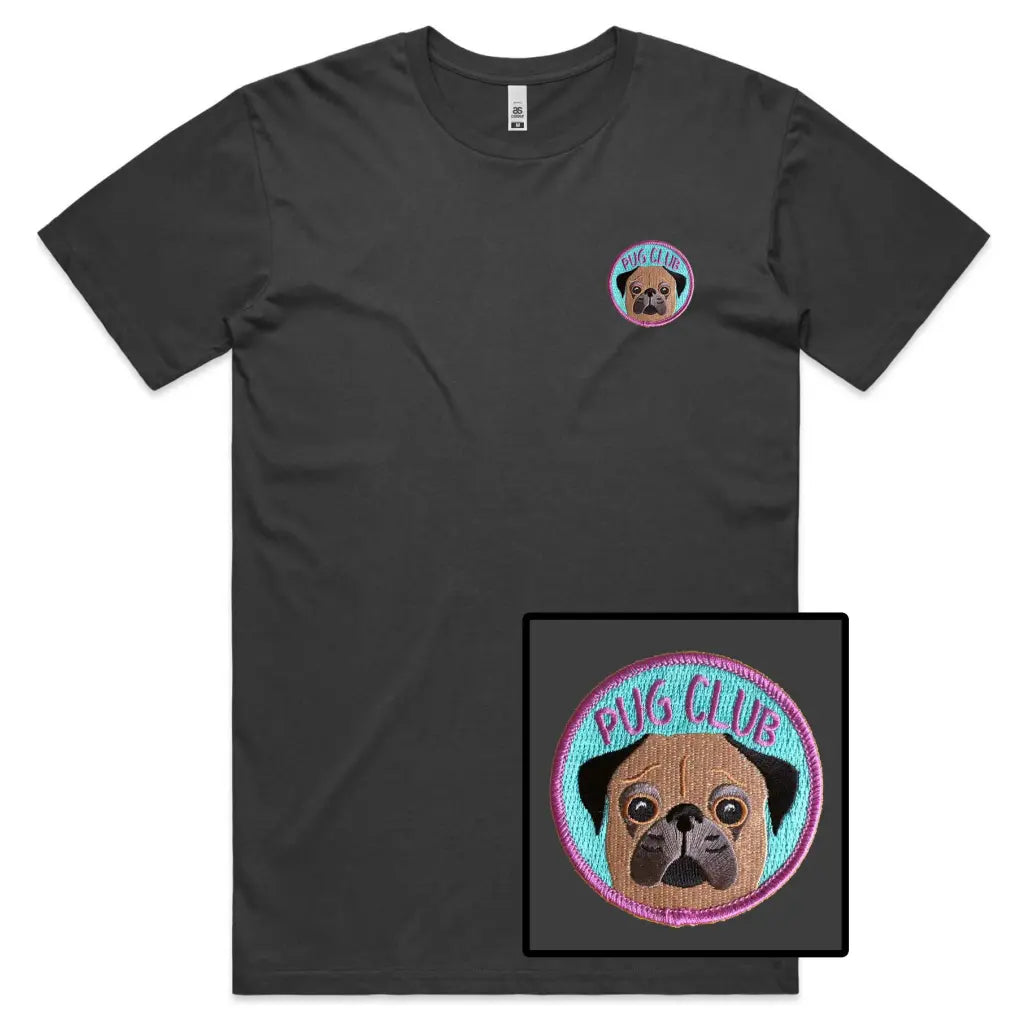Pug Club Embroidered T-Shirt - Tshirtpark.com
